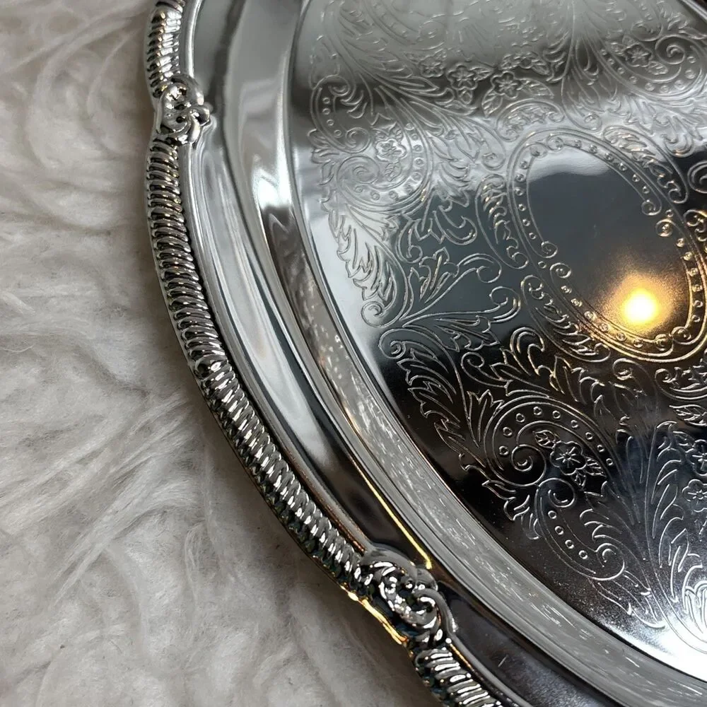Elegant Silver plated Serving Tray By Old Hampshire Approx 10